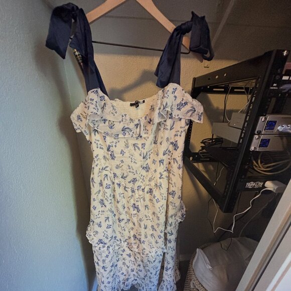 Lulus Candice Ivory Floral Ruffled Tie-Strap Midi Dress - Picture 5 of 7